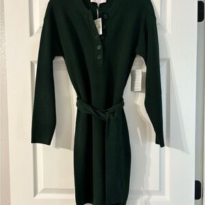 Charles Henry Dark Green Long Sleeve Dress